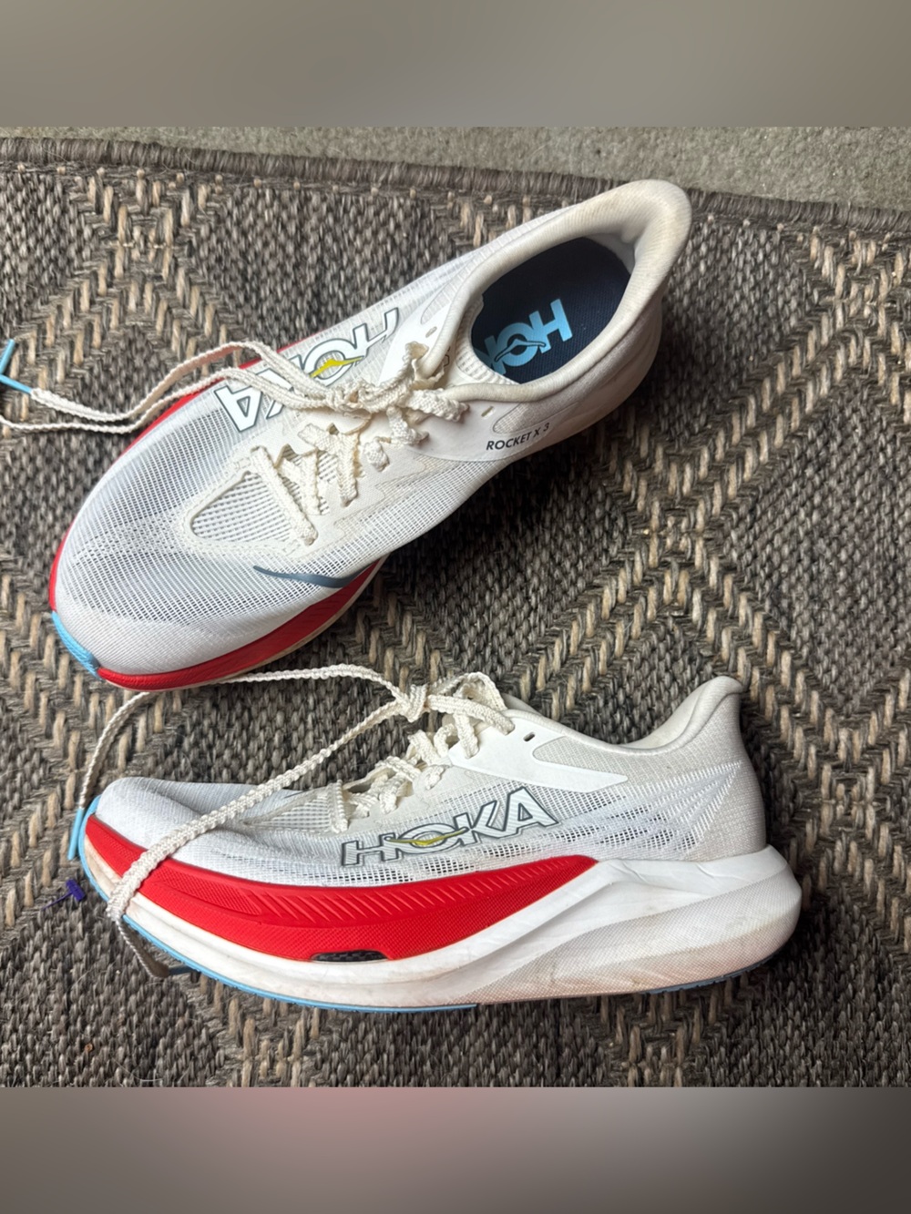 Hoka Rocket X 3 Unisex Size Women 7 Mens 6 Alabaster Frost Running Shoes 1168724